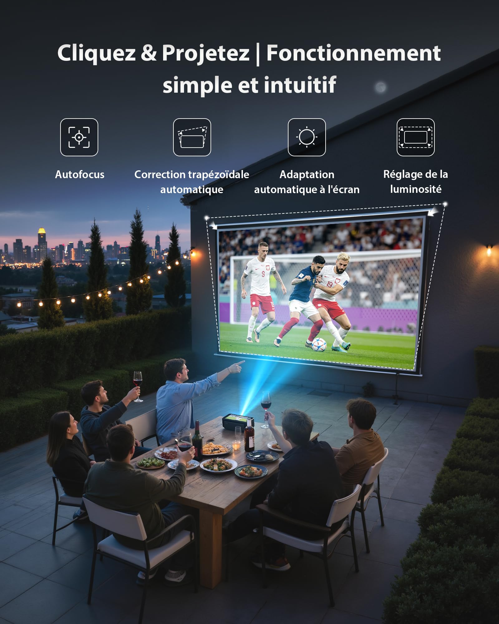 Vidéoprojecteur 4K 64Go stockage batterie intégrée Android 12 smart