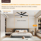 Ventilateur de plafond 132 cm LED — moteur DC silencieux été/hiver — vue 7