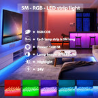 Ruban LED RGB COB 5 m — 24V, 576 LED/m, lumière uniforme sans points, adhésif, découpable