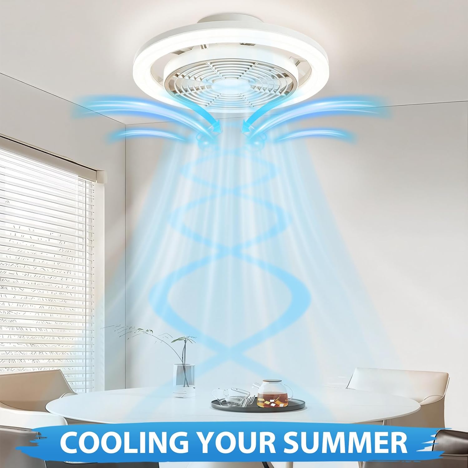 Ventilateur de plafond plafonnier LED Ø40 cm blanc — dimmable, discret — vue 5