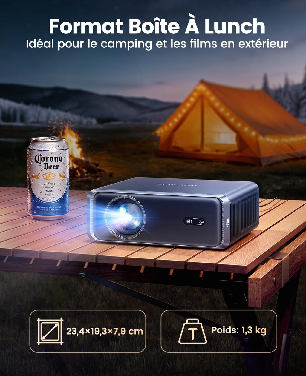 Vidéoprojecteur 4K 1000 ANSI Netflix Dolby Audio FHD intelligent