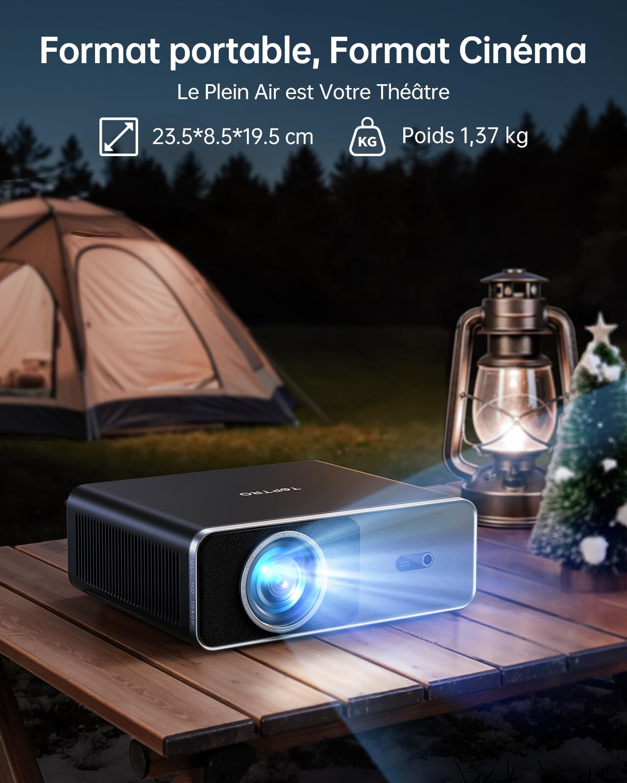 Vidéoprojecteur home cinéma 1080P natif 1000 ANSI lumens — HDR10, Dolby Audio 20W, Bluetooth 5.4, compatible Netflix