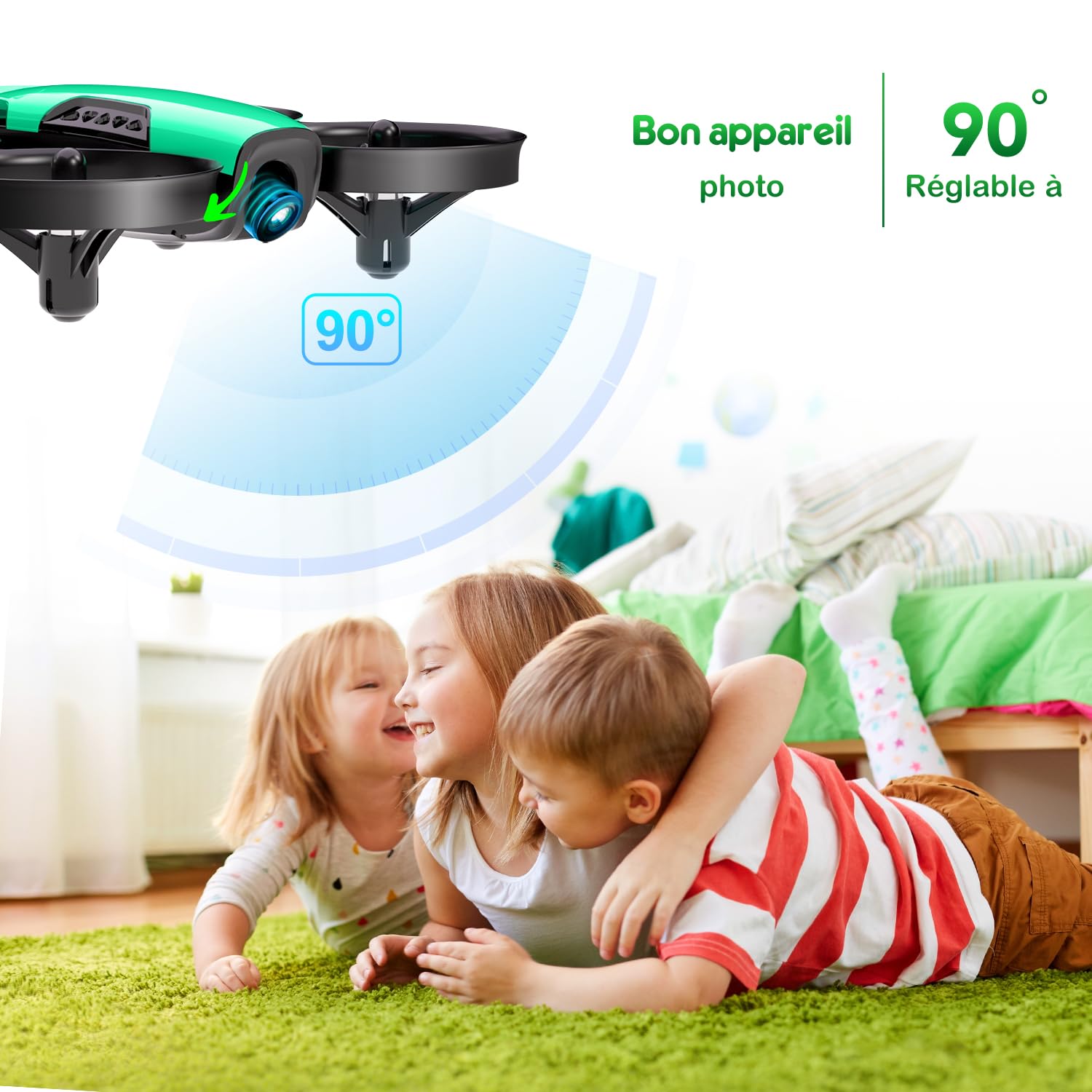 Drone caméra enfant cadeau 8 ans mini télécommandé vol sécurisé débutant