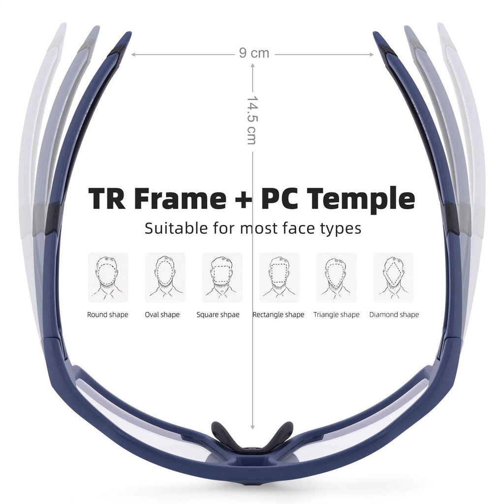Lunettes cyclisme verres décoloration intelligente transparentes sport PC