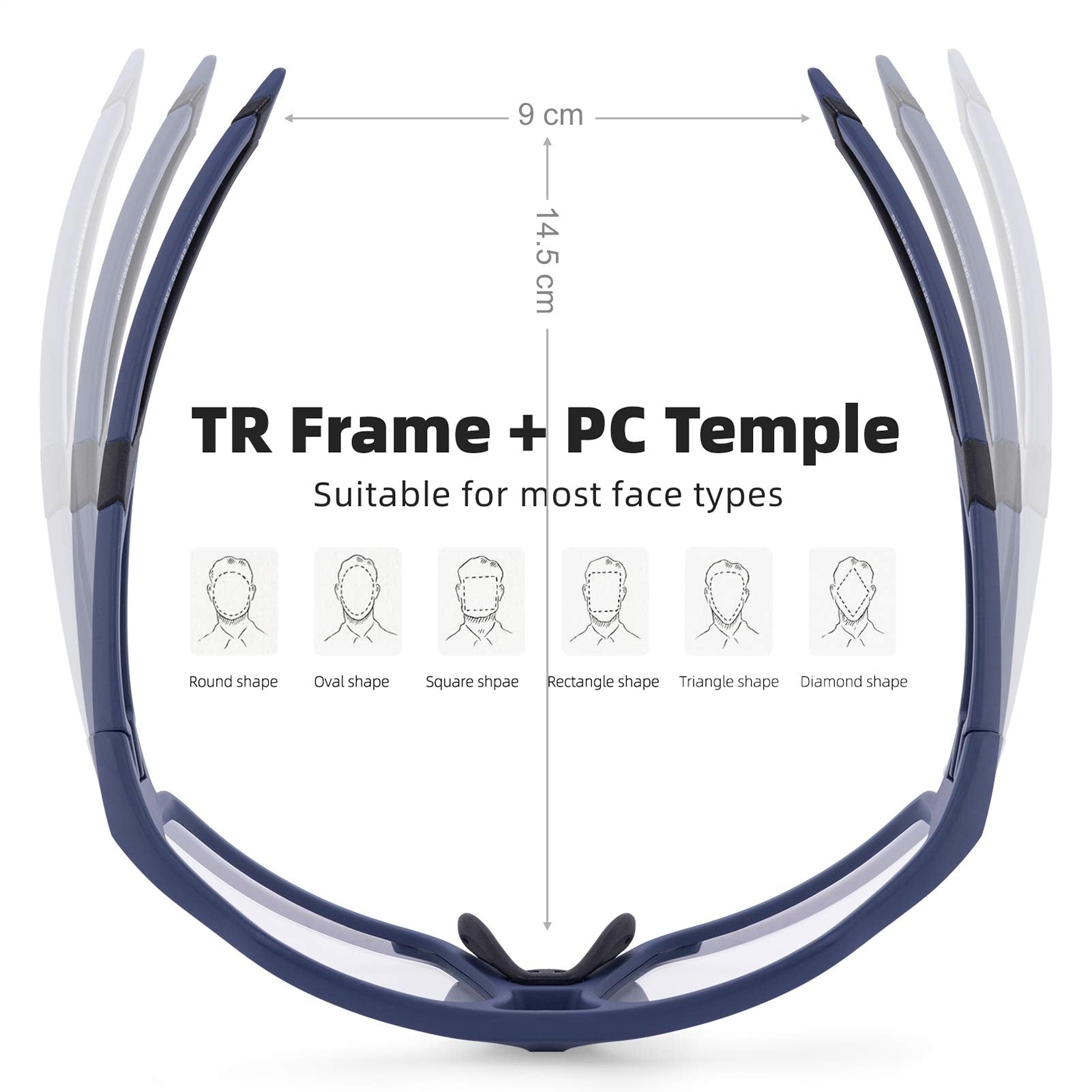 Lunettes cyclisme verres décoloration intelligente transparentes sport PC