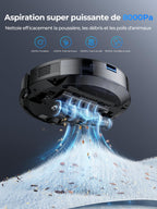 Robot aspirateur laveur 8000Pa 200min navigation LiDAR cartographie