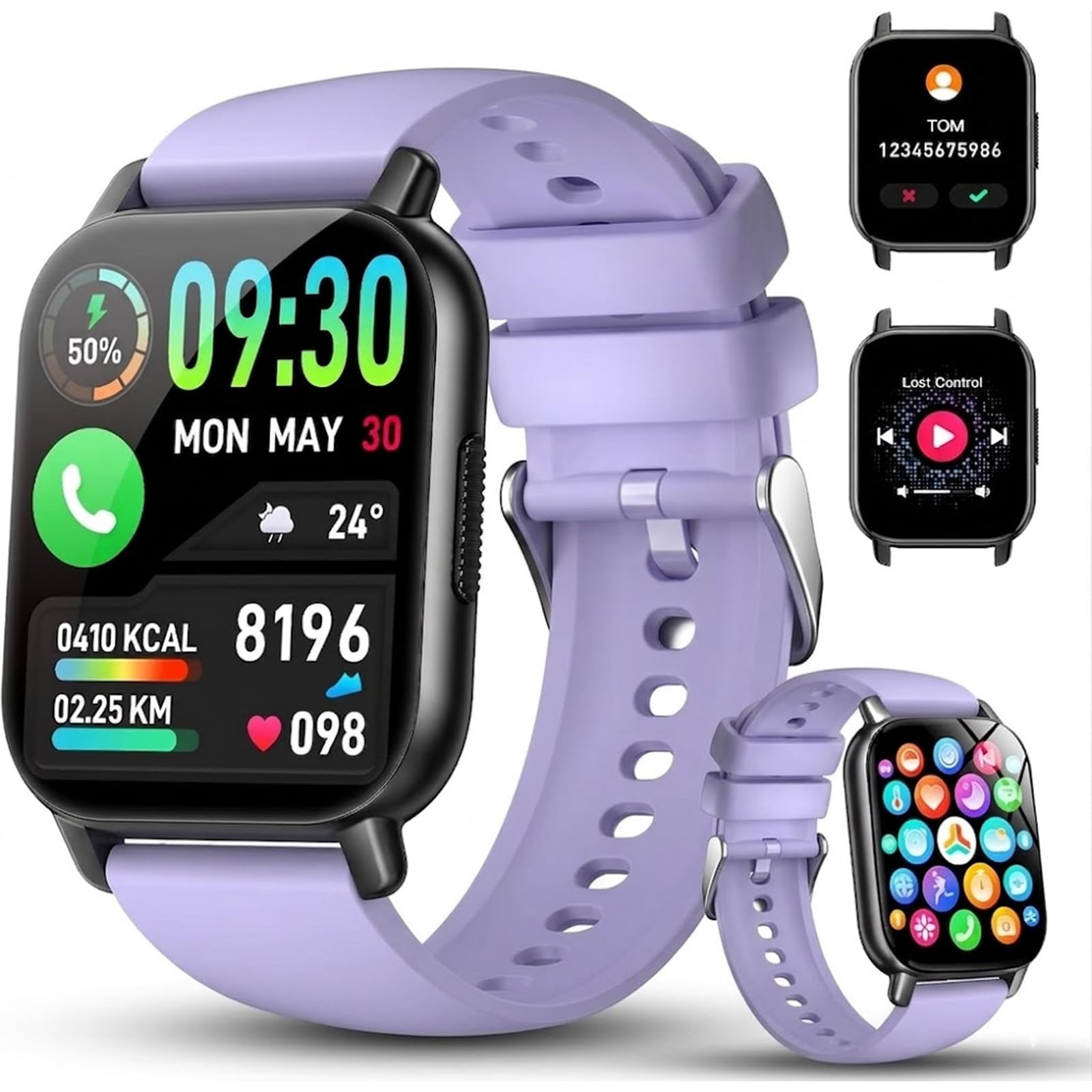 Montre connectée homme femme 1,85 pouces HD appel Bluetooth suivi sommeil