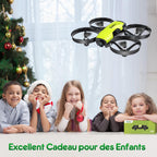Mini drone caméra pour enfant — 3 batteries, protections d'hélices, photo & vidéo