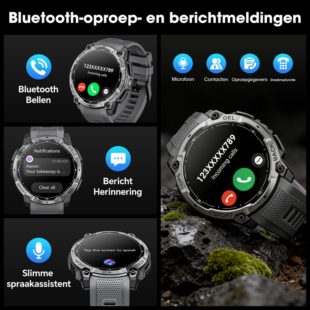 Montre connectée homme GPS militaire AMOLED 1,43 pouces HD appel Bluetooth