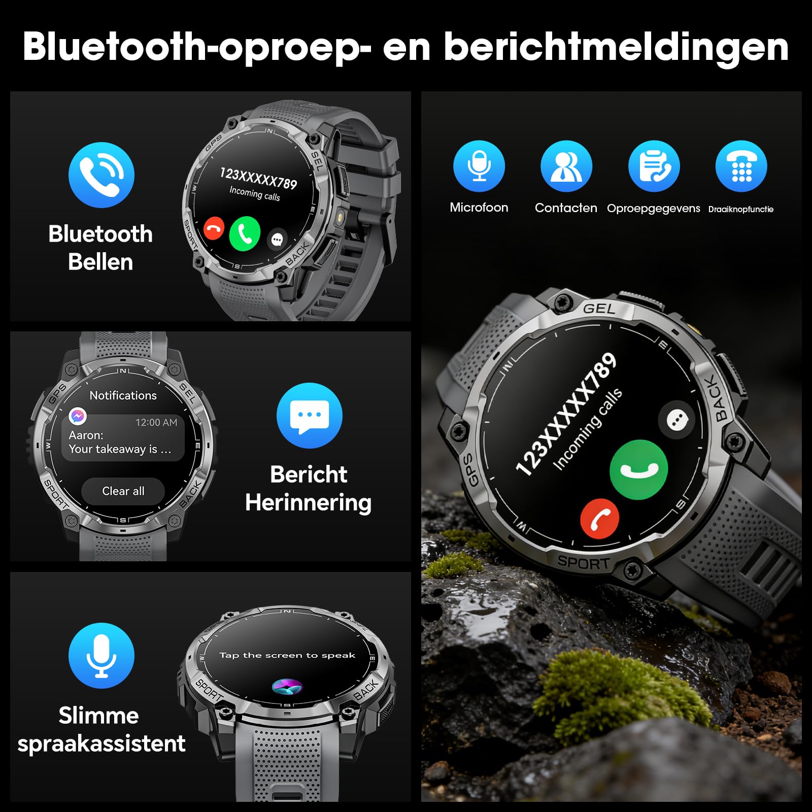 Montre connectée homme GPS militaire AMOLED 1,43 pouces HD appel Bluetooth