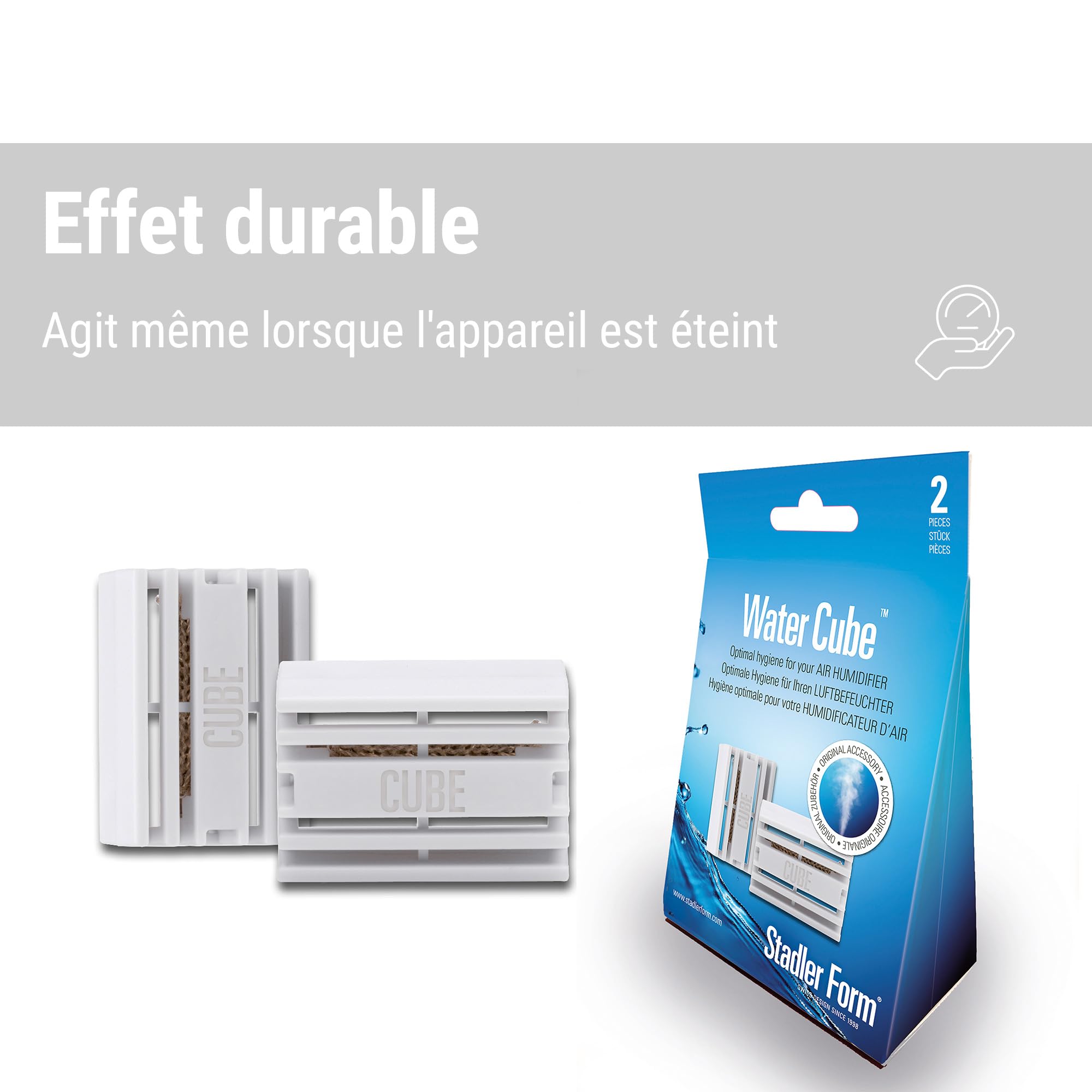 Cube purificateur d'eau pour humidificateur — hygiène de l'eau permanente, compatible tous humidificateurs