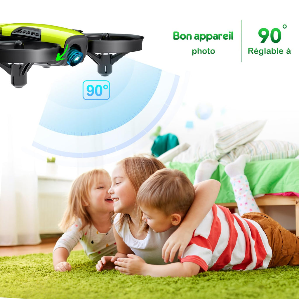 Mini drone caméra pour enfant — 3 batteries, protections d'hélices, photo & vidéo