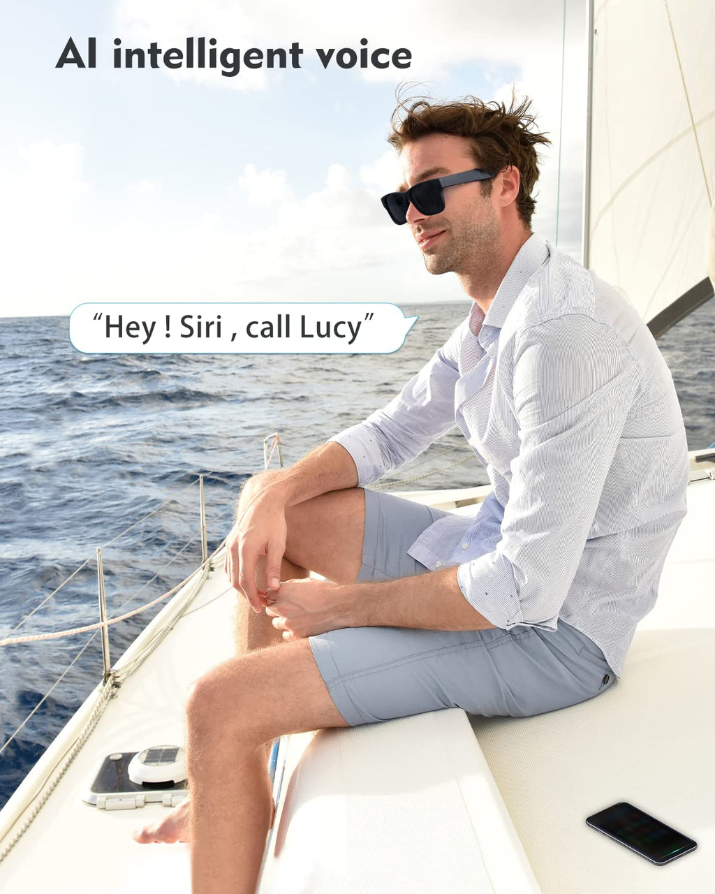 Lunettes audio Bluetooth — haut-parleurs ouverts, appels mains libres, UV400