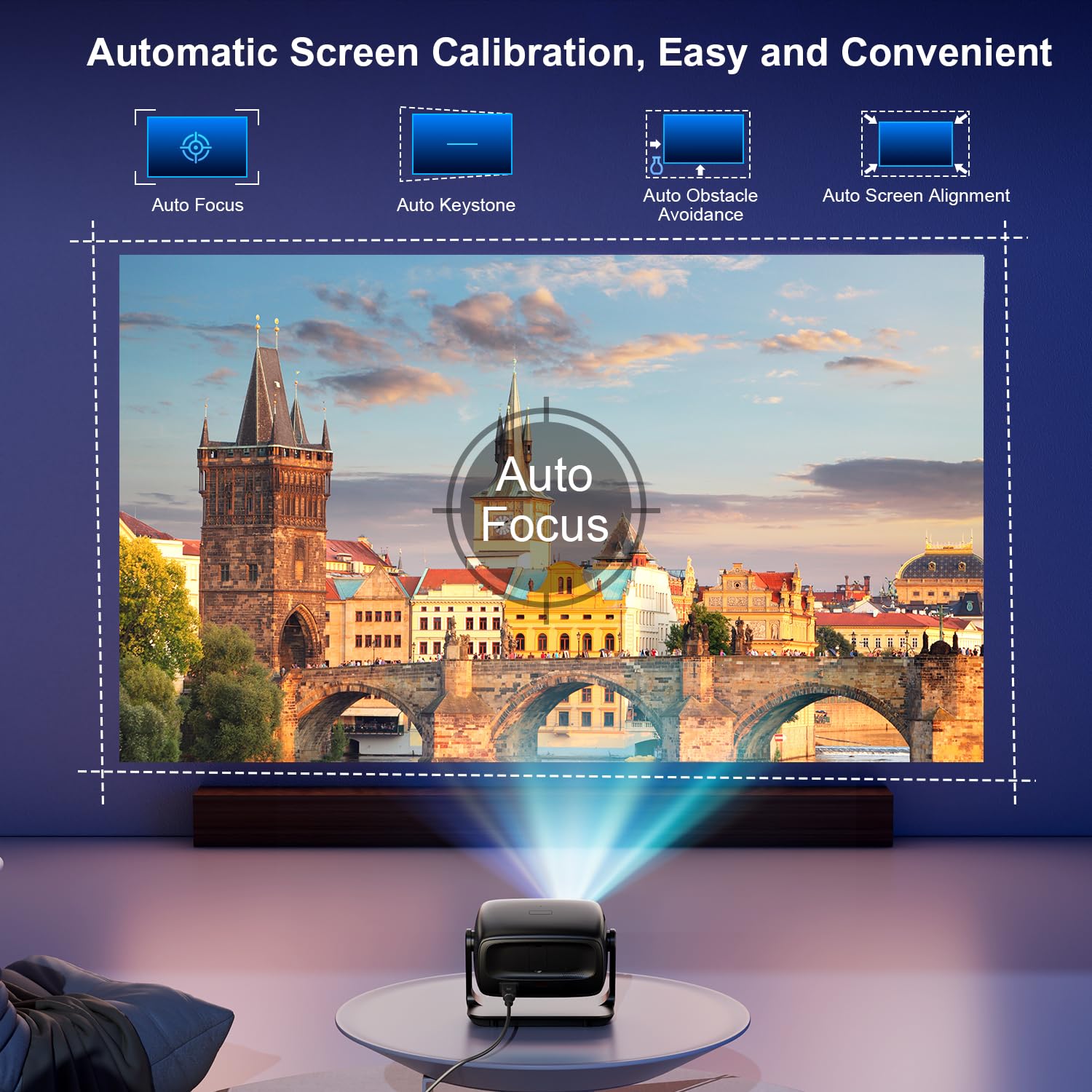 Vidéoprojecteur 4K mise au point automatique portable Android WiFi