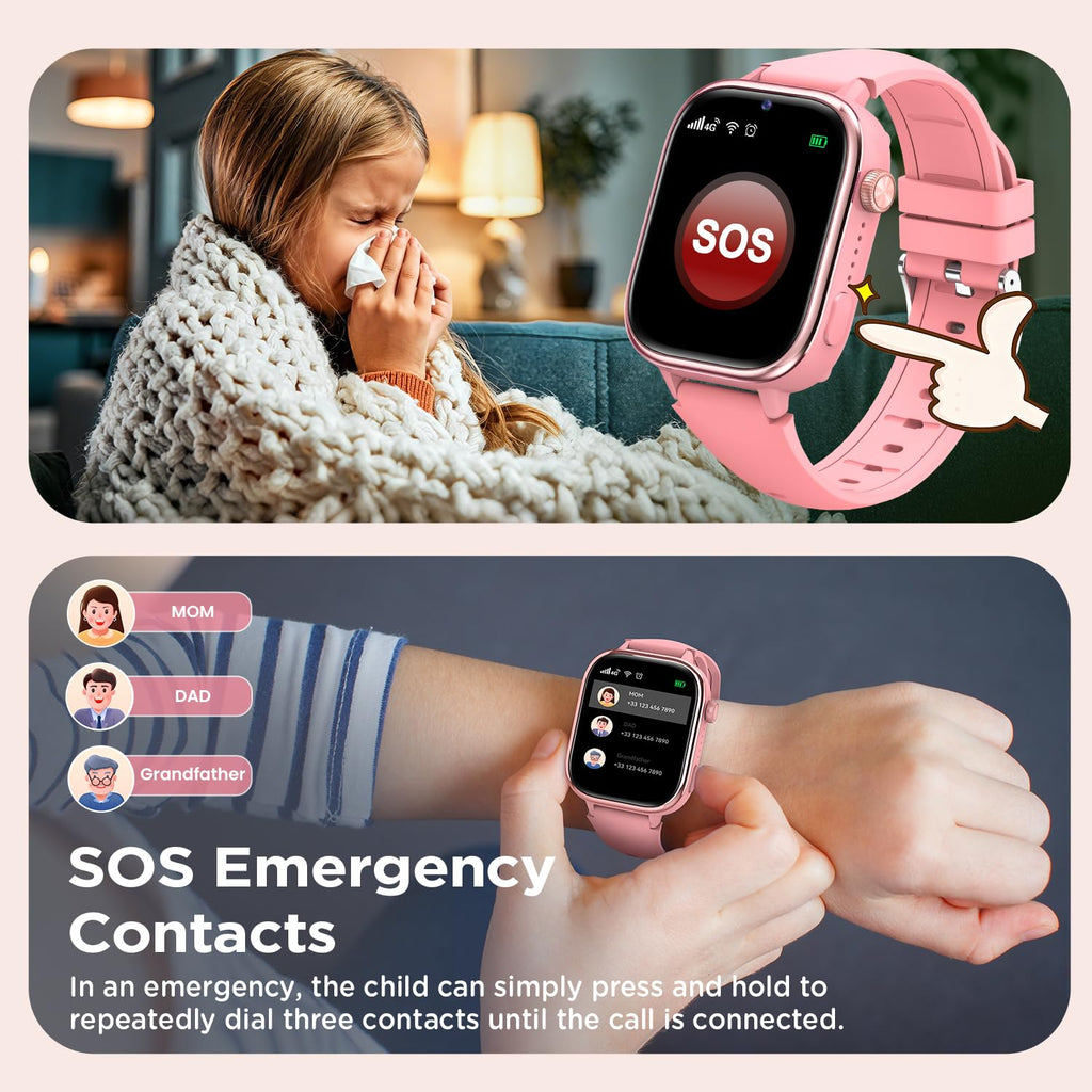 Montre connectée enfant 4G appel vidéo GPS IP68 étanche SOS sécurité