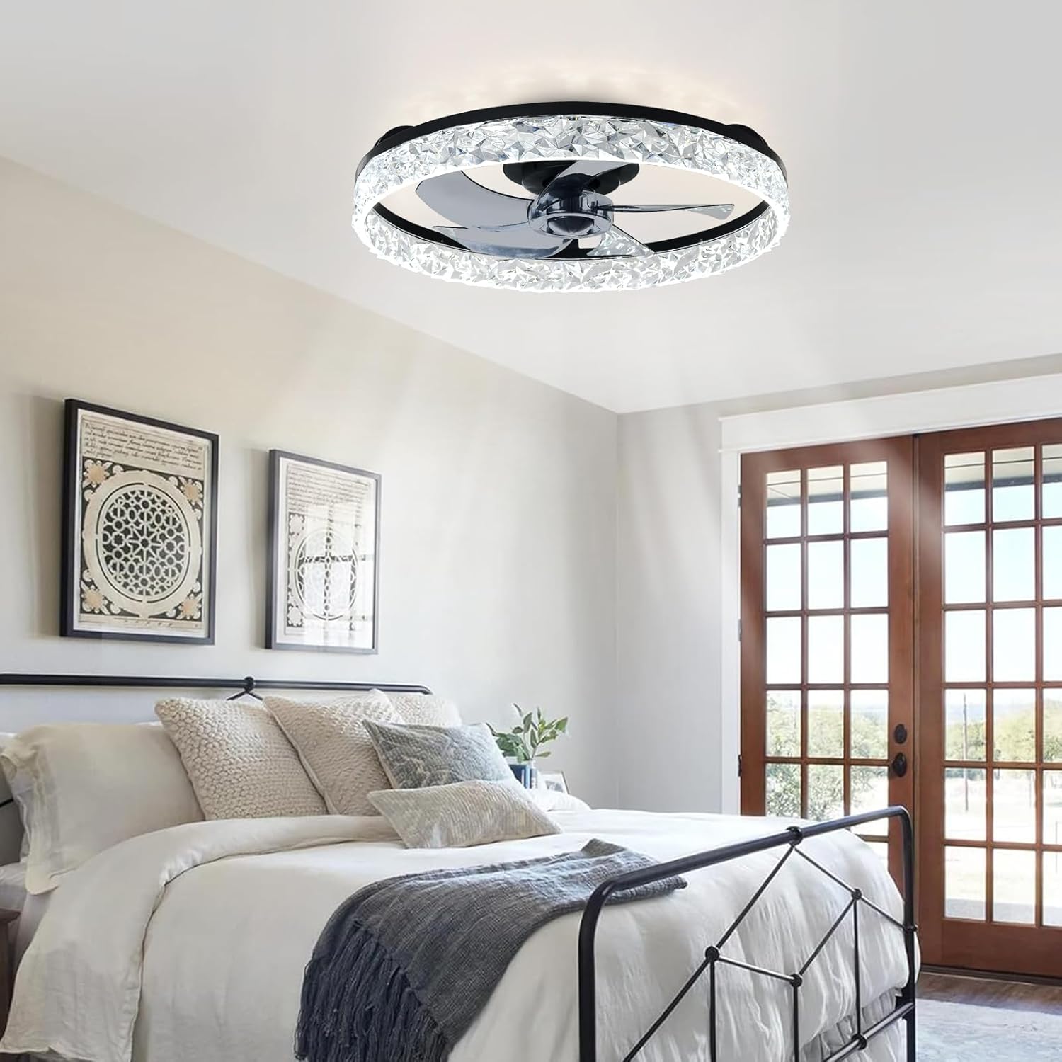 Ventilateur de plafond profil bas LED noir — appli et télécommande — vue 7