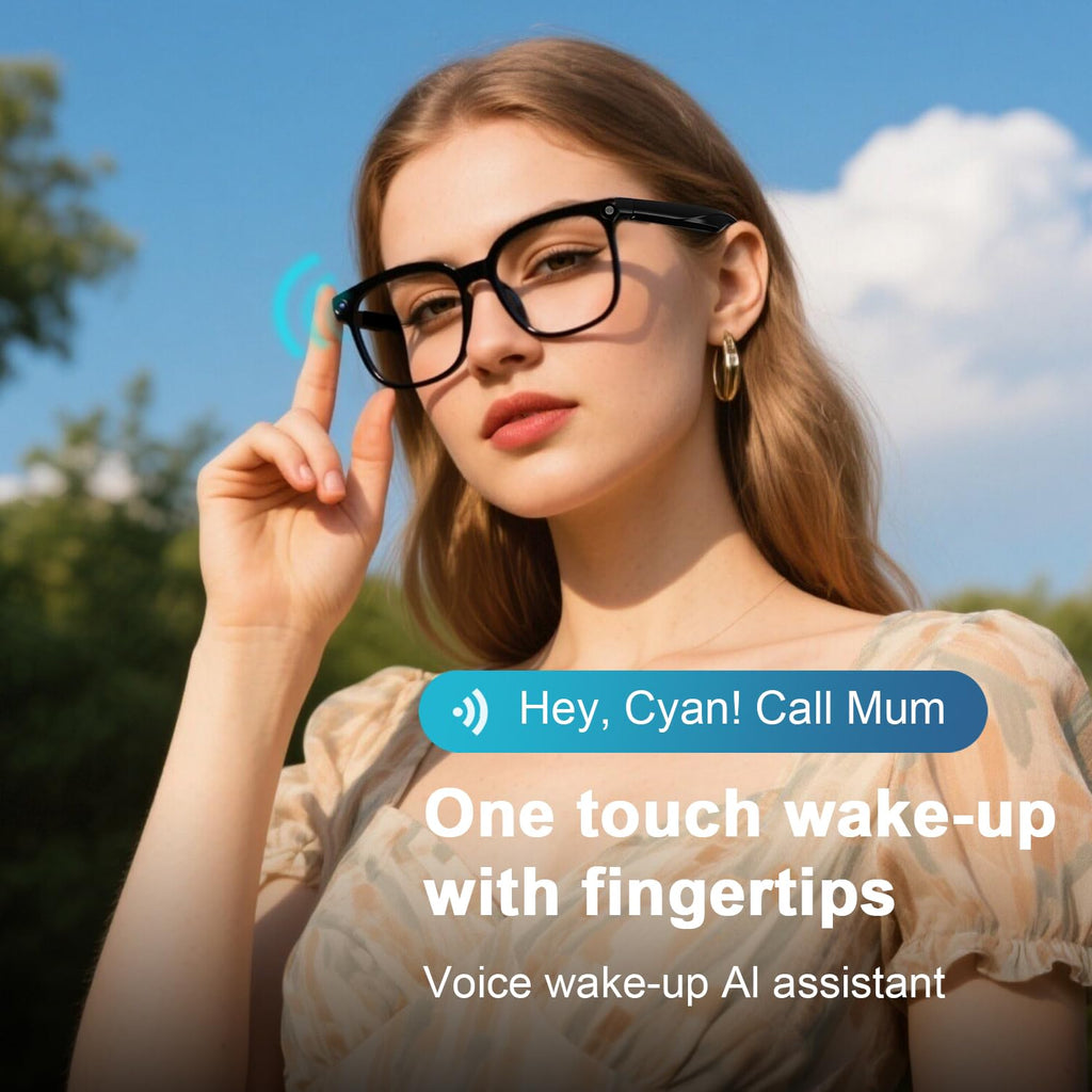Lunettes connectées IA caméra 4K — monture fine, photo & vidéo mains libres