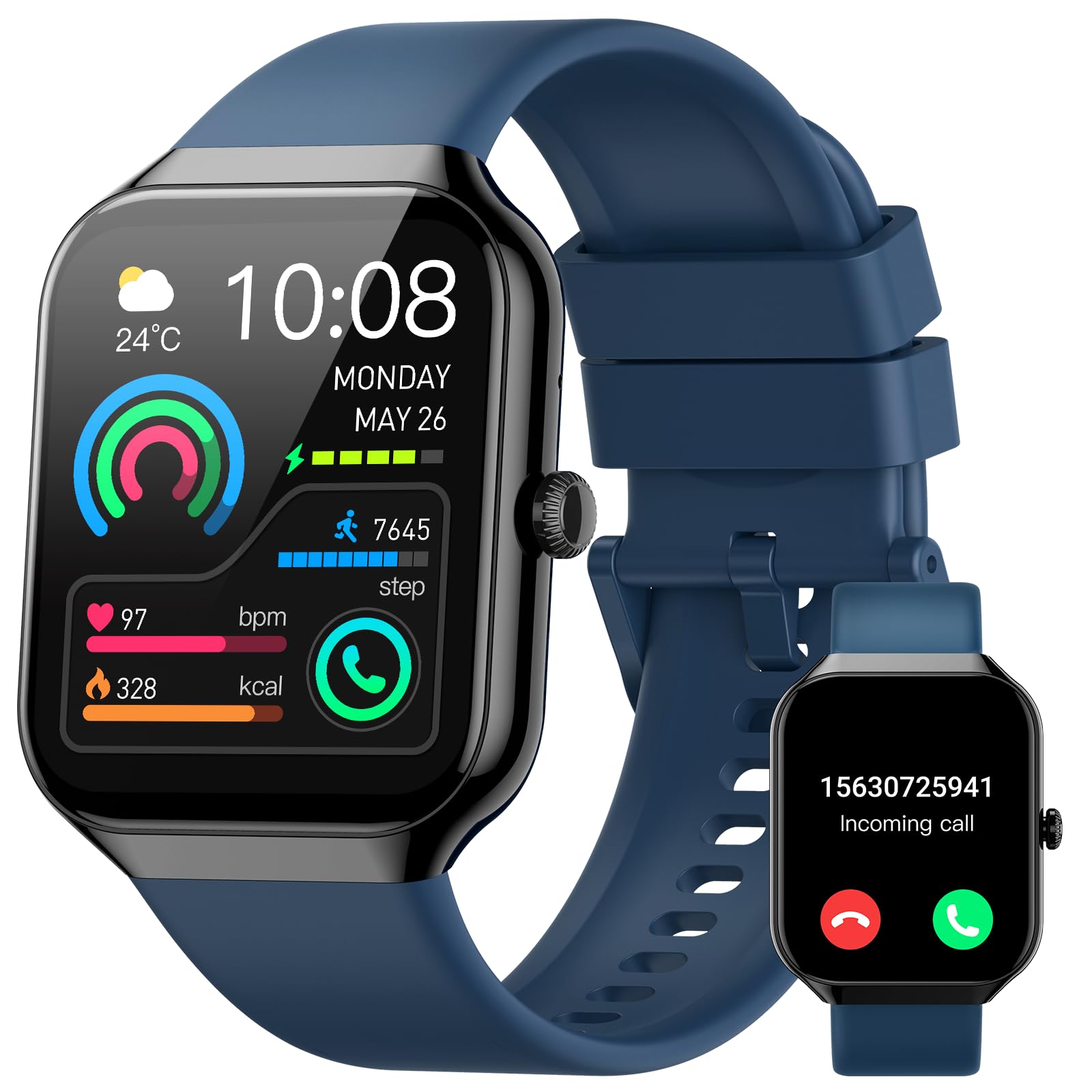 Montre connectée homme femme 1,96 pouces appel Bluetooth 113 modes sportifs