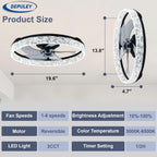Ventilateur de plafond profil bas LED noir — appli et télécommande — vue 2