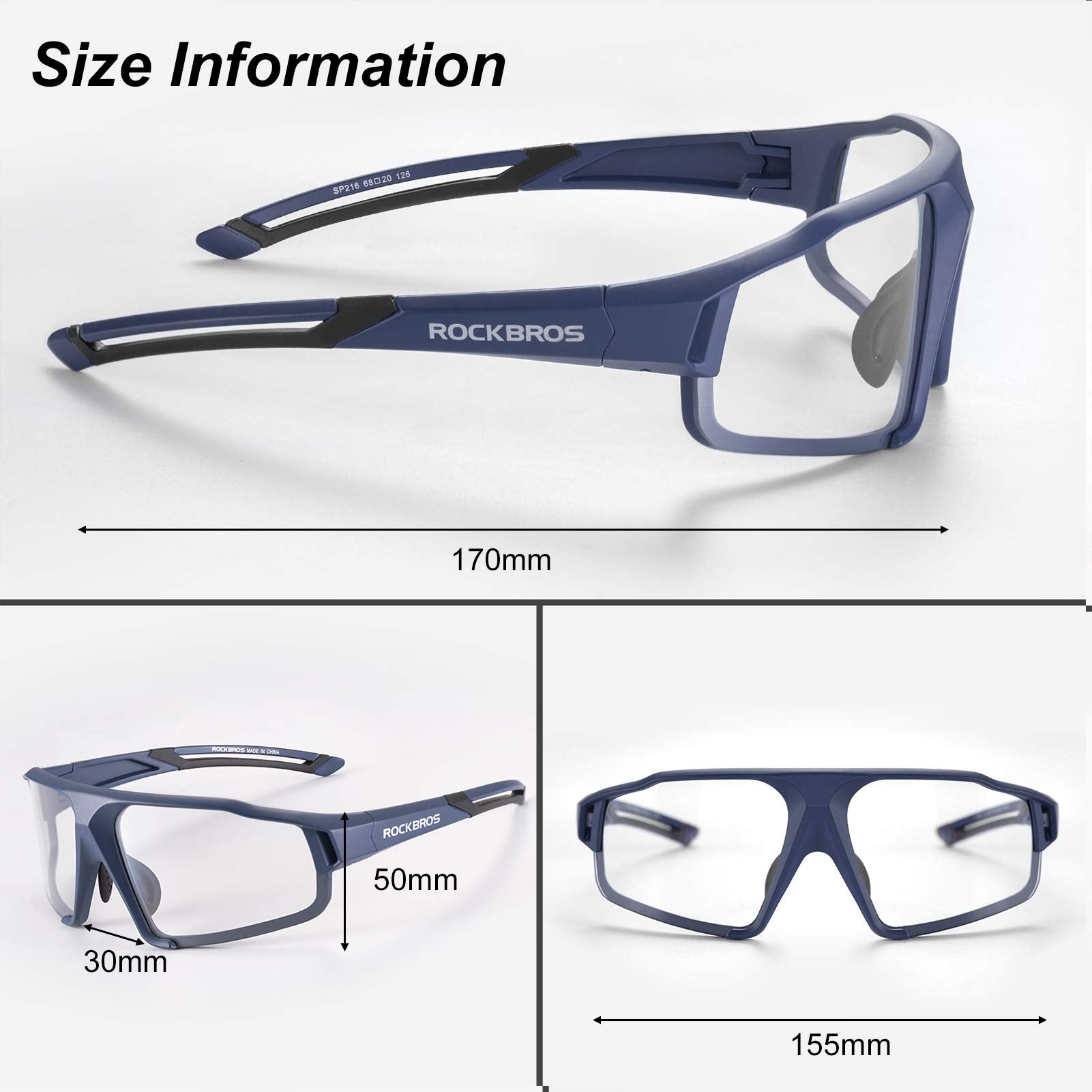 Lunettes cyclisme verres décoloration intelligente transparentes sport PC