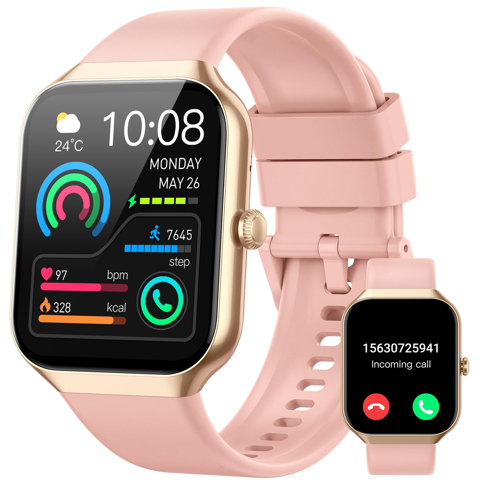 Montre connectée femme 1,96 pouces appel Bluetooth suivi santé sport fitness