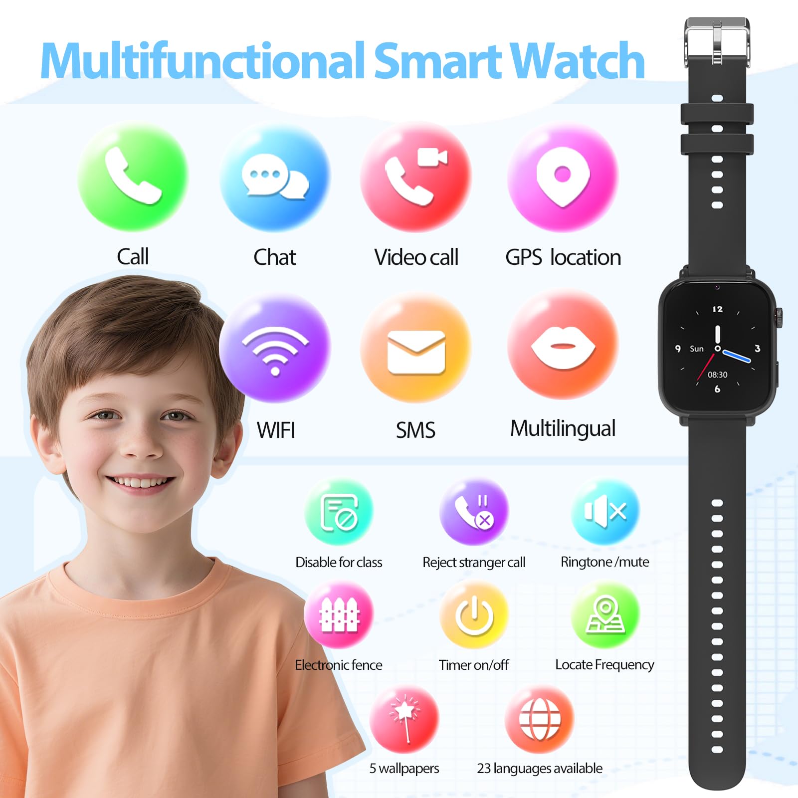 Montre connectée enfant GPS 4G appel vidéo filles garçons SOS sécurité
