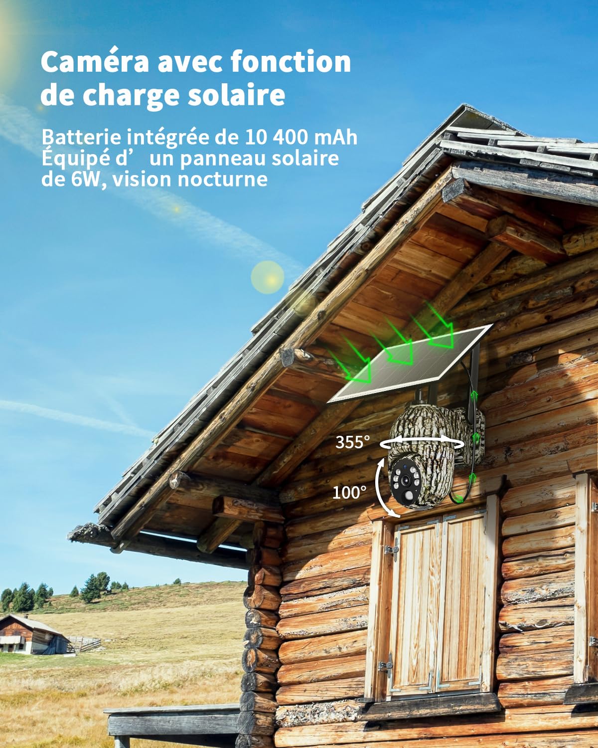 Caméra 4G solaire avec carte SIM — sans WiFi, surveillance 360°, détection animaux, vidéo en direct mobile