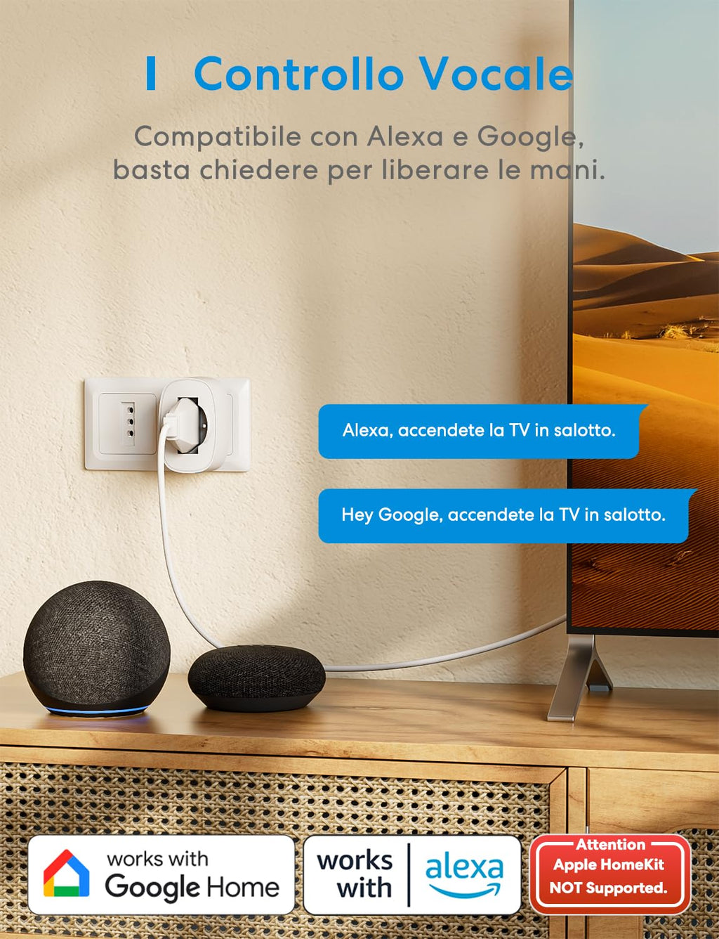 Prise intelligente WiFi italienne mesure consommation app compatible