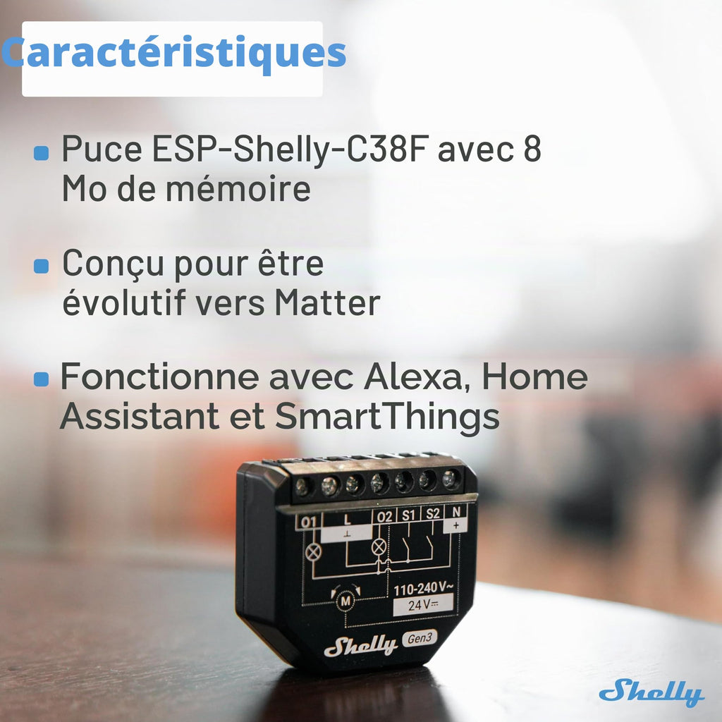 Interrupteur volet roulant connecté WiFi 2 canaux 16A mesure énergie