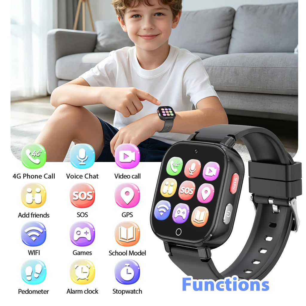 Montre connectée enfant 4G appel vidéo GPS SOS chat vocal IP68 étanche