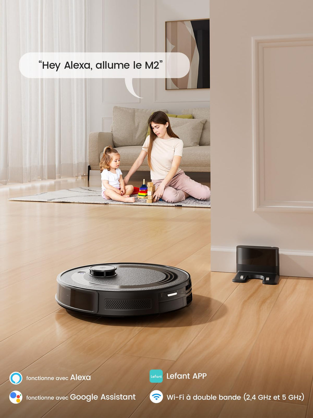 Robot aspirateur laveur 6000Pa navigation laser technologie nettoyage sol