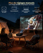Vidéoprojecteur 4K 1080P natif 1200 ANSI extérieur jardin chambre smart