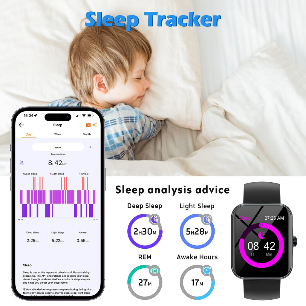 Montre connectée enfant garçon fille — 100+ modes sport, suivi santé, IP68