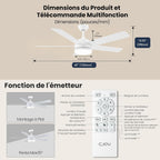 Ventilateur de plafond 152 cm blanc/bois LED — silencieux, 6 vitesses — vue 7