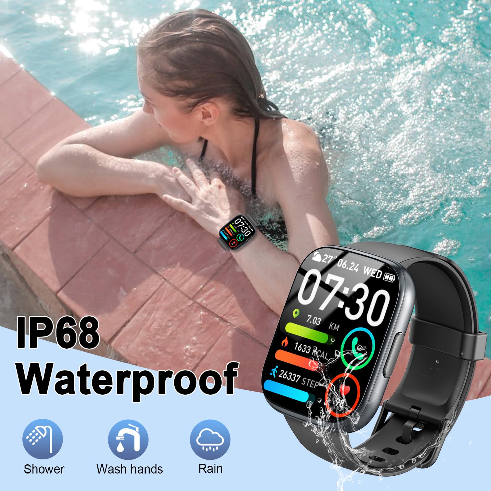 Montre connectée femme homme 1,95 pouces HD appel Bluetooth sport fitness