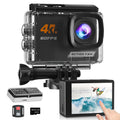 Caméra action 4K zoom 8X écran tactile — étanche 40 m, stabilisation 6 axes, WiFi 60fps + télécommande