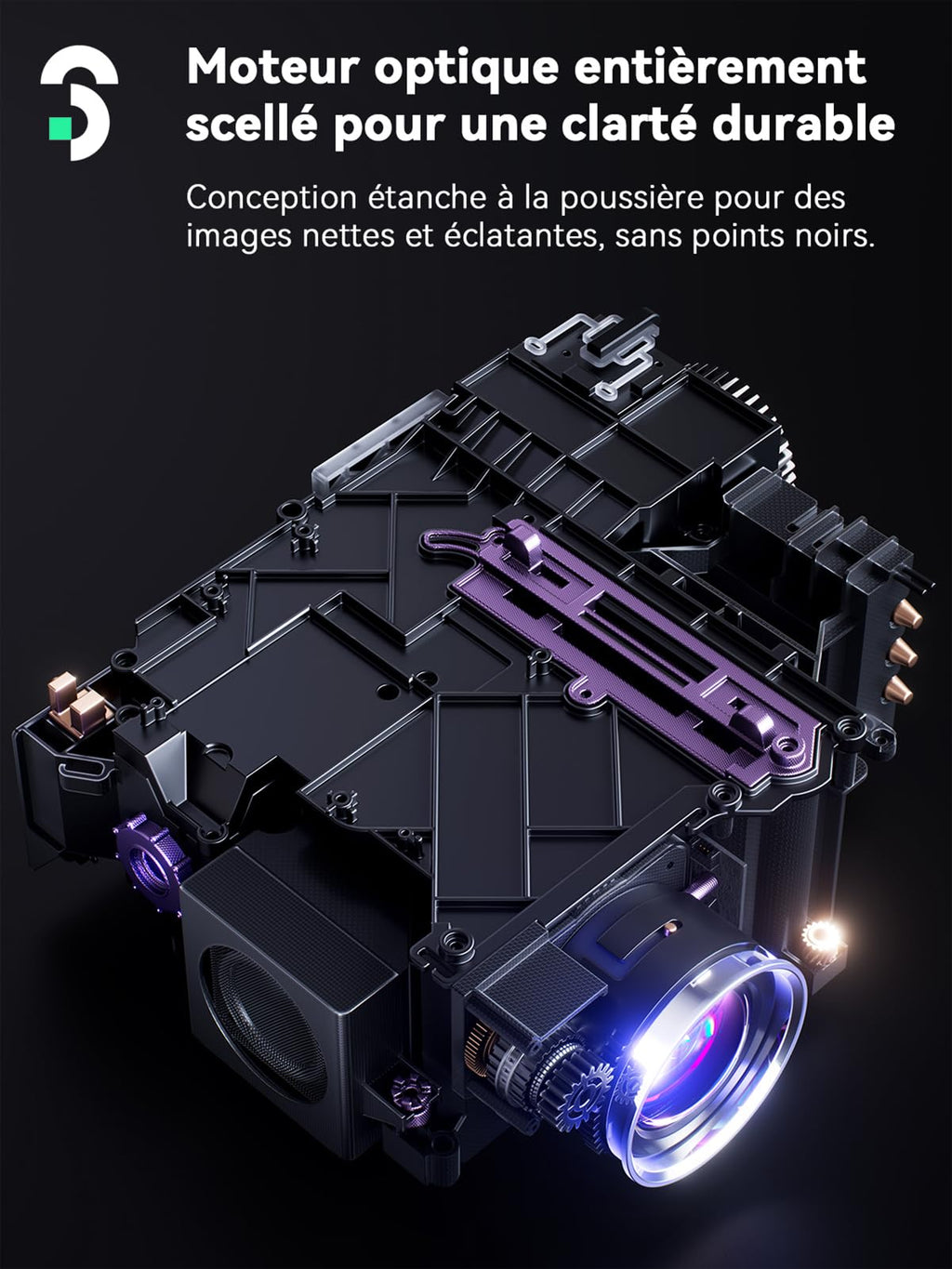 Vidéoprojecteur home cinéma 1080P natif (4K pris en charge) — HDR10 & HLG, alignement intelligent, compatible Netflix