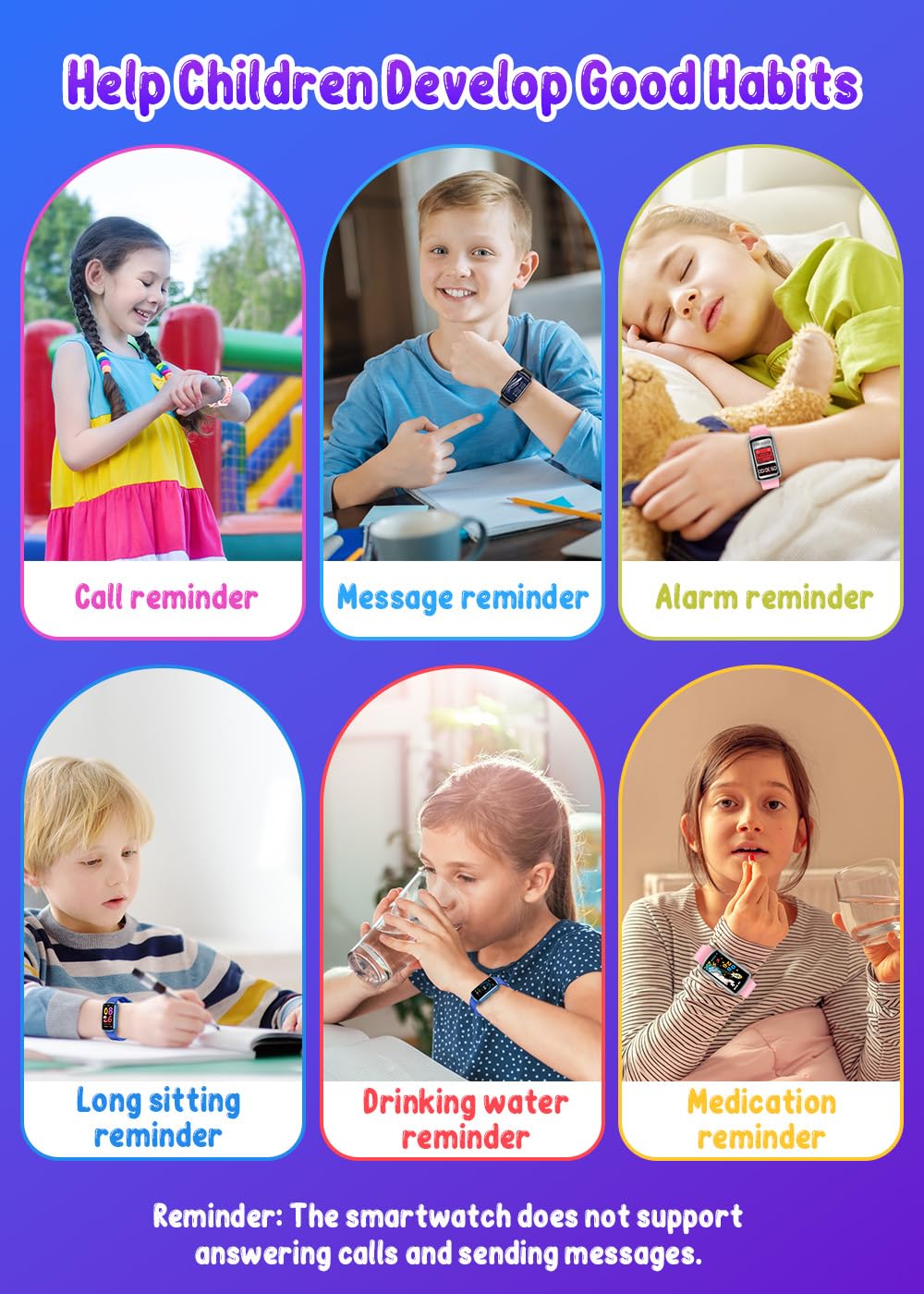 Montre connectée enfant sport 1,47" — podomètre, sommeil, rappels (fille garçon)