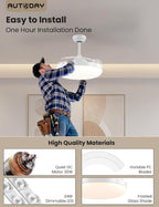Ventilateur de plafond invisible pales rétractables — LED discret — vue 6