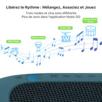 Mini enceinte Bluetooth à mousqueton — étanche IP68, mode rythmique, 24h, pilotable par appli