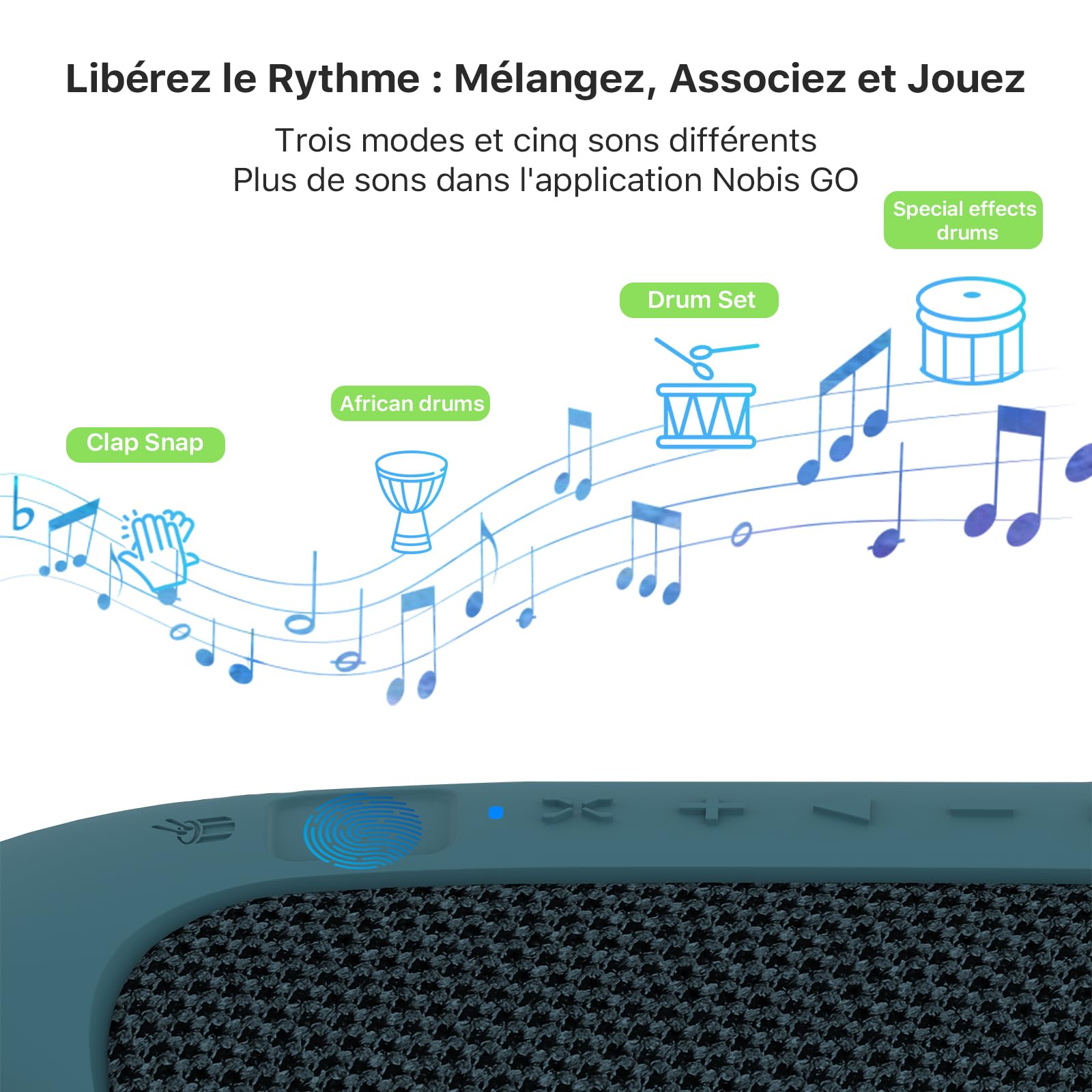 Mini enceinte Bluetooth à mousqueton — étanche IP68, mode rythmique, 24h, pilotable par appli