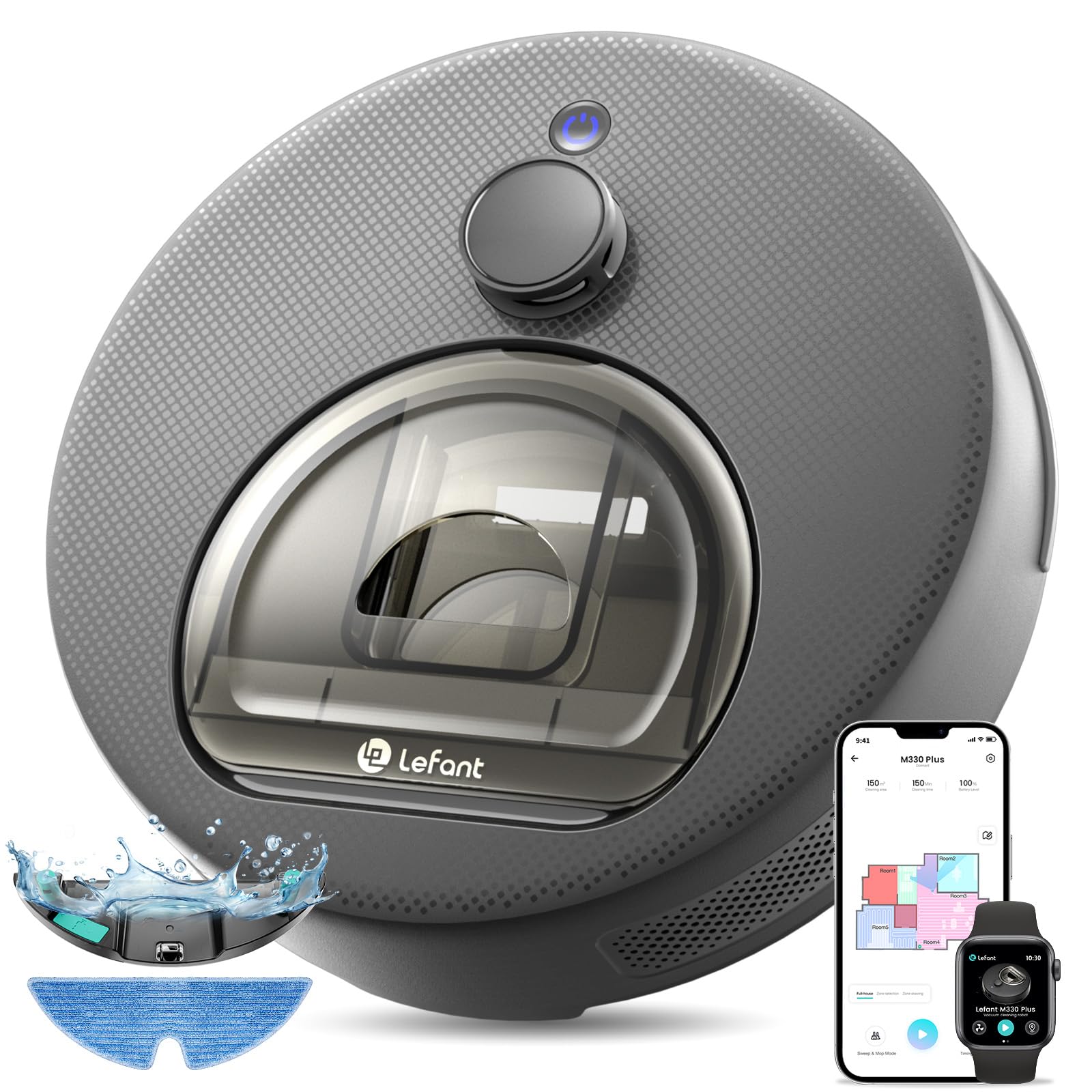 Robot aspirateur laveur 3 en 1 5000Pa navigation LiDAR cartographie auto