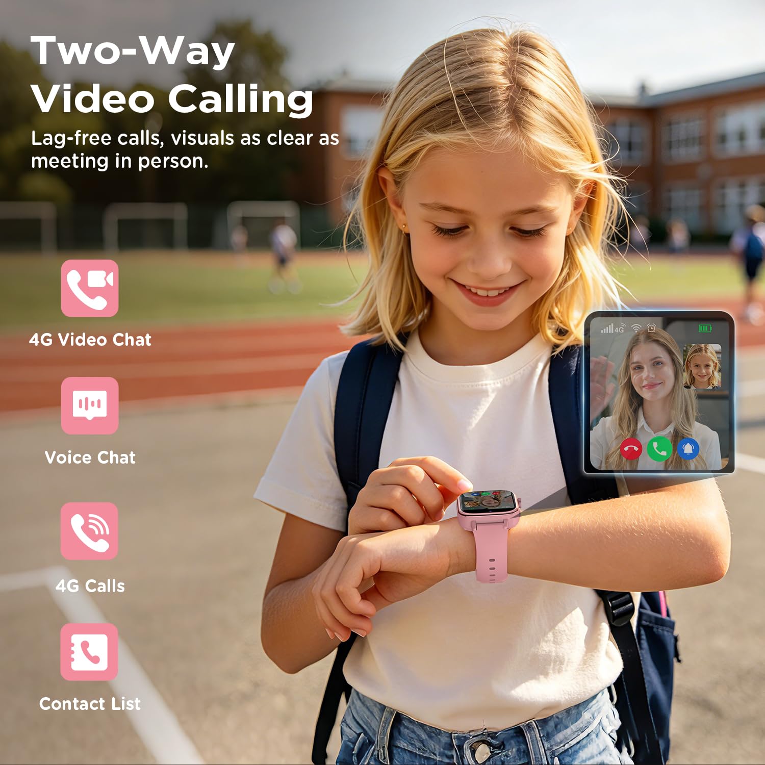Montre connectée enfant 4G appel vidéo GPS IP68 étanche SOS sécurité