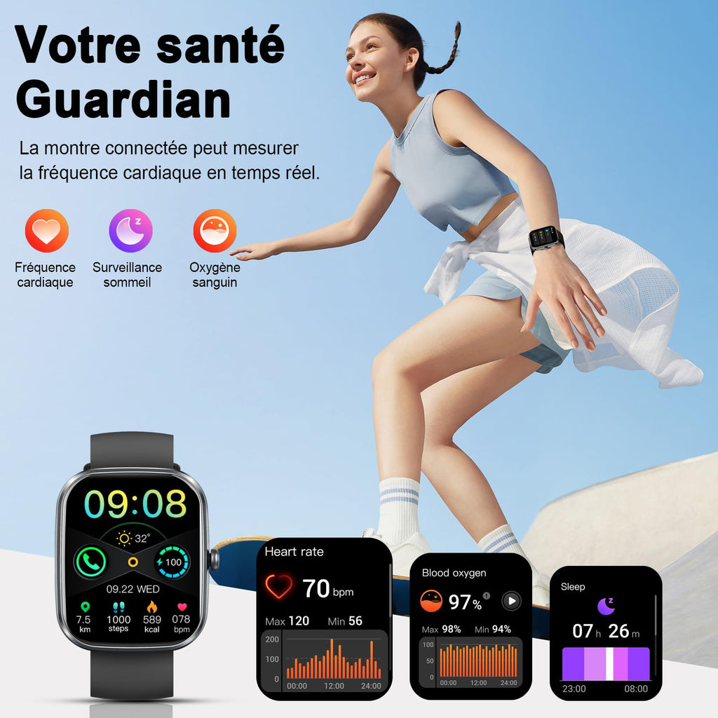 Montre connectée homme femme appel Bluetooth sport fitness tracker