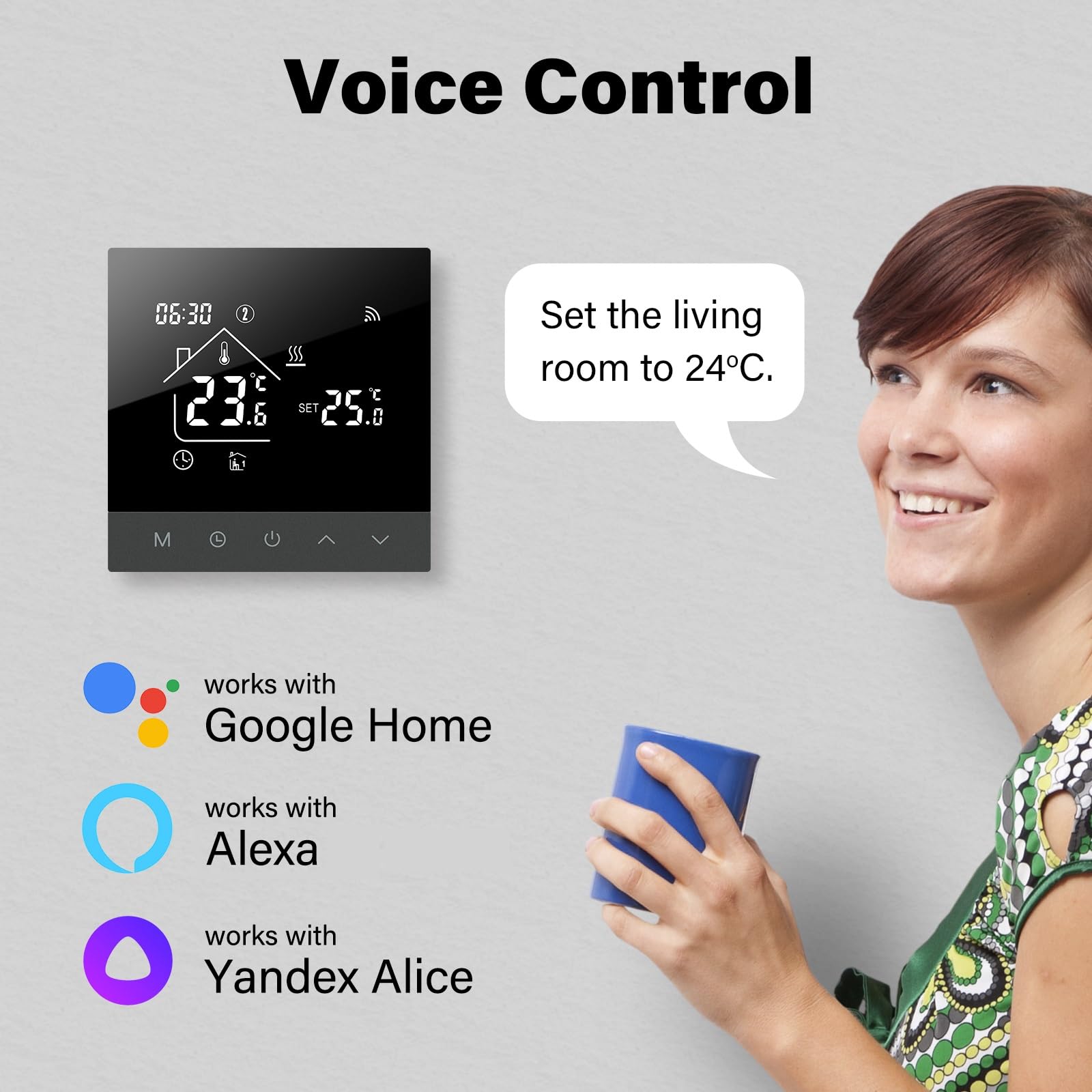Thermostat intelligent WiFi programmable 16A chauffage électrique écran