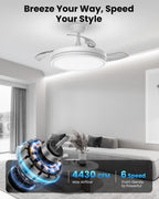 Ventilateur de plafond rétractable 106 cm LED — silencieux 6 vitesses — vue 4