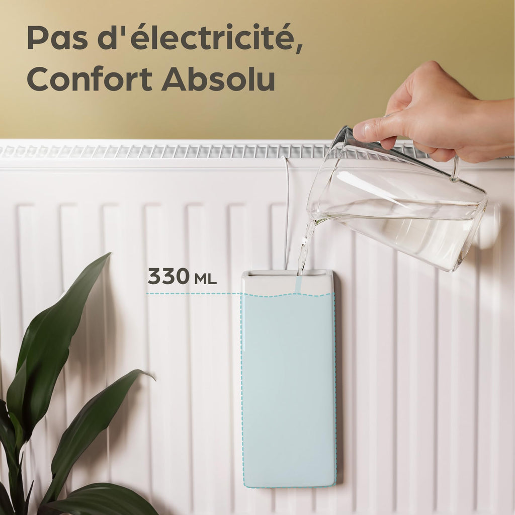 Set de 4 humidificateurs de radiateur en céramique — sans électricité, crochet de suspension universel
