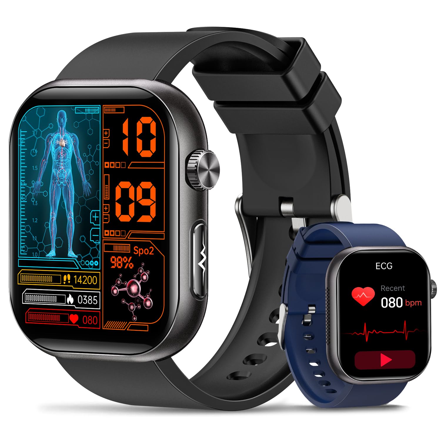 Montre connectée homme ECG HRV glycémie tension artérielle GPS sport