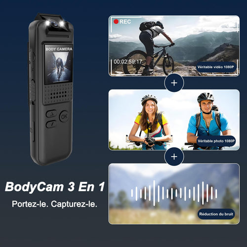 Caméra sport 1080P vlog POV moto avec carte 64Go grand angle fixation