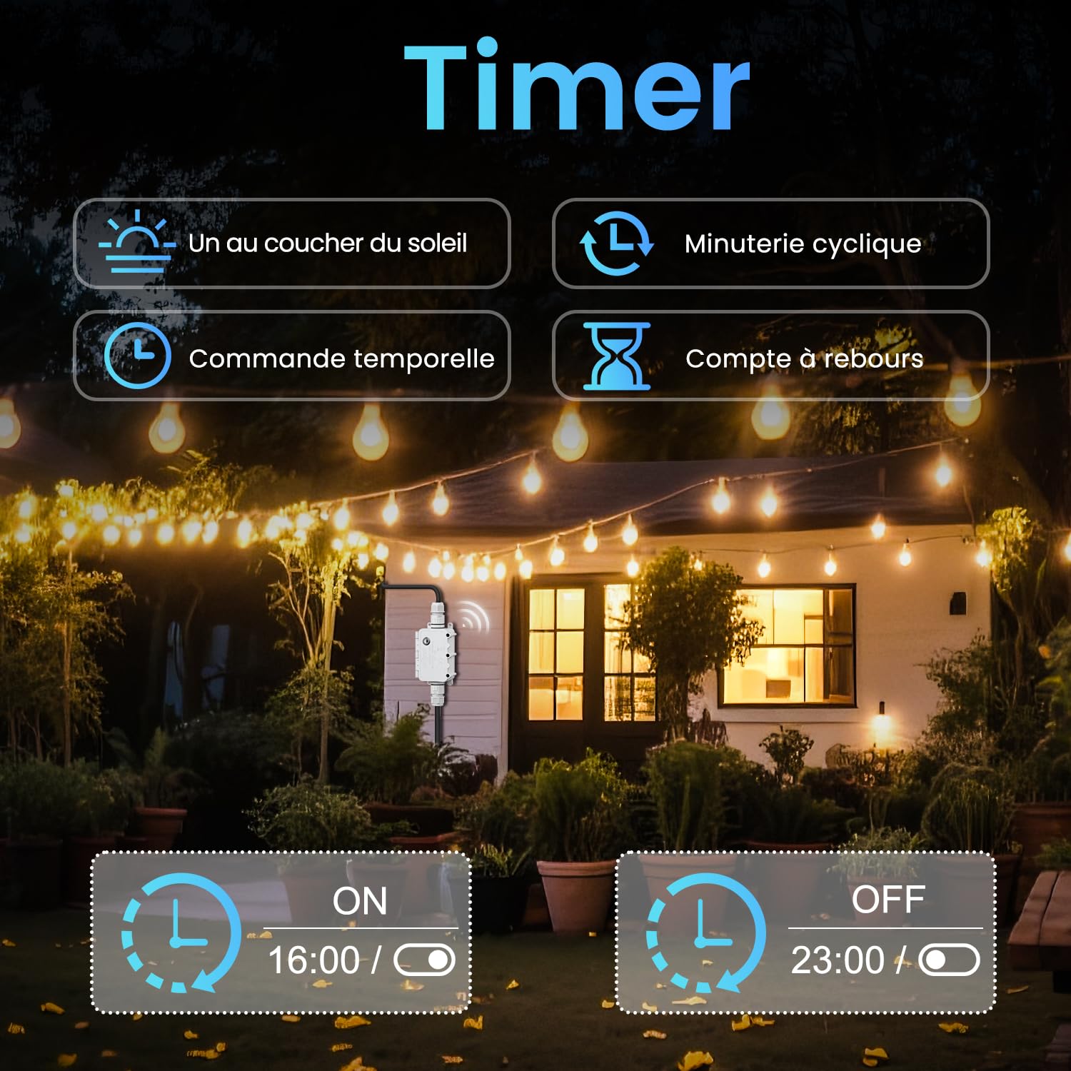 Interrupteur intelligent WiFi 16A télécommande vocale IP67 extérieur